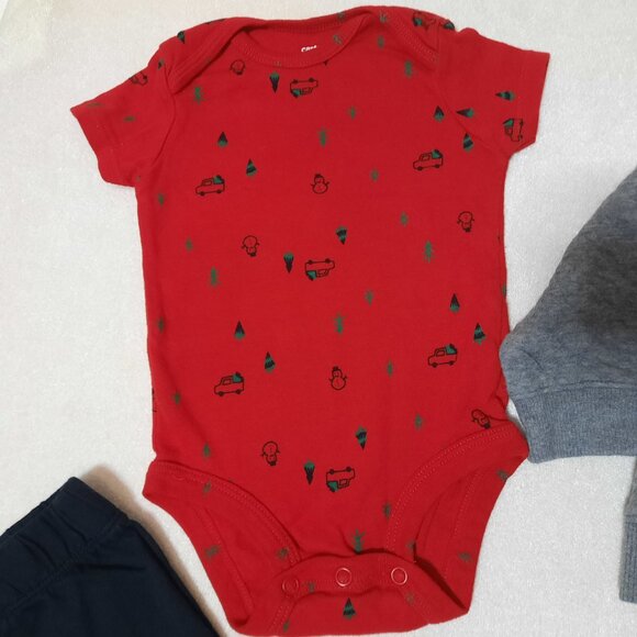 2 Baby Christmas Outfits, Carters Sweatsuit, Carters Onepiece Pants, Bundle, LN - Picture 5 of 13